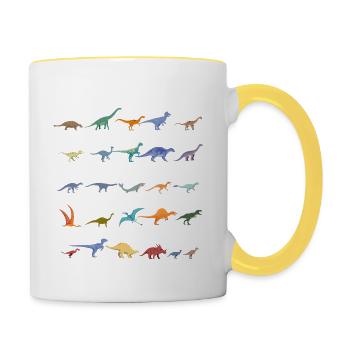 Types Of Dinosaurs Dino Identification - Cute - Contrasting Mug - white/yellow - Right