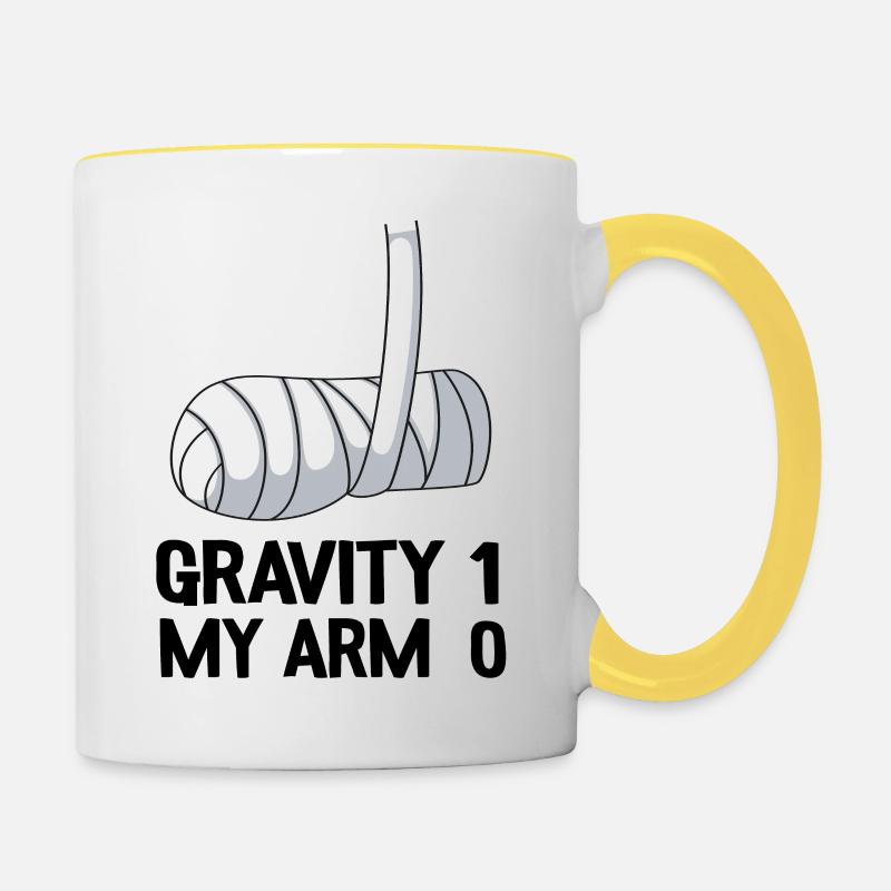 Broken Arm Get Well Soon Gift Gravity 1 Funny - Contrasting Mug - white/yellow