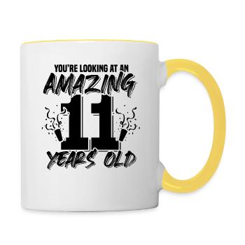 11 jahre geburtstag - Tasse zweifarbig - Weiß/Gelb - Rechts