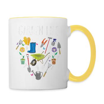 Jardin jardin jardinier Jardinage - Mug contrasté - blanc/jaune - Droite