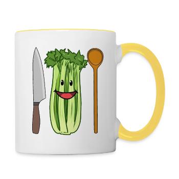 Céleri Légumes céleri à la scie - Mug contrasté - blanc/jaune - Droite