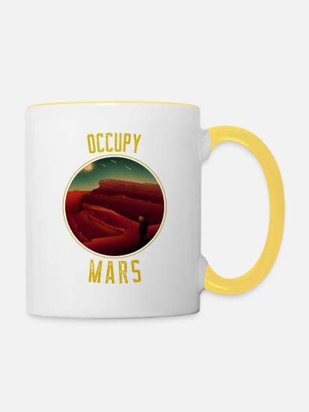 Mars besetzen - Tasse zweifarbig - Weiß/Gelb