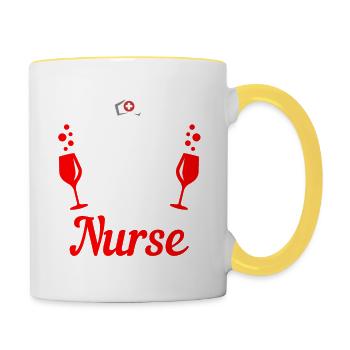 Safety First Drink with a nurse - Mug contrasté - blanc/jaune - Droite