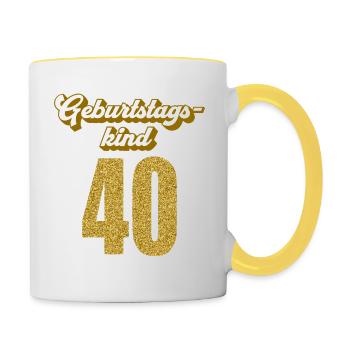 40. Geburtstag 40 Jahre 40er Geburtstagskind - Tasse zweifarbig - Weiß/Gelb - Rechts