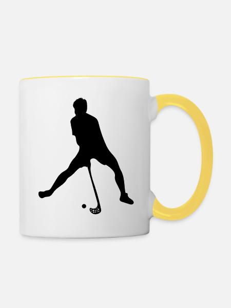 Floorball - Tasse zweifarbig - Weiß/Gelb