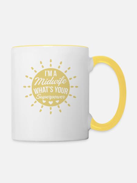 Hebamme Geburtshelfer - Tasse zweifarbig - Weiß/Gelb