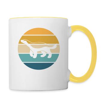 Retro Honigdachs Vintage Honigdachs - Tasse zweifarbig - Weiß/Gelb - Rechts