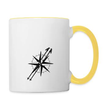 Berge Gipfel Bergsport Bergsteigen Kompass Sport - Tasse zweifarbig - Weiß/Gelb - Rechts