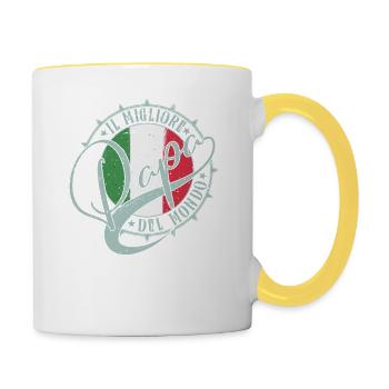 IL Migliore Papa Del Mondo Bester Papa der Welt - Tasse zweifarbig - Weiß/Gelb - Rechts