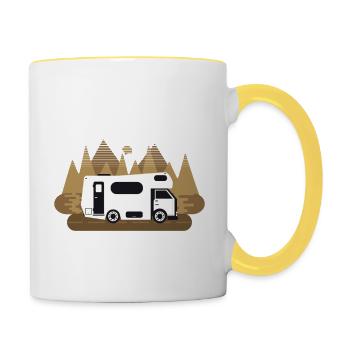Das Altersheim kann Warten ich geh Campen - Camper - Tasse zweifarbig - Weiß/Gelb - Rechts