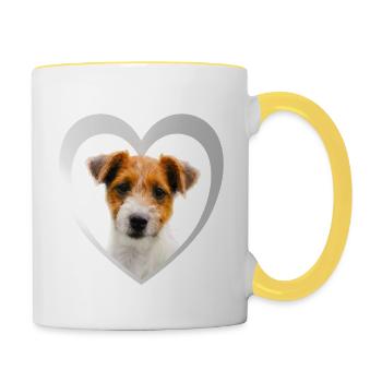 I Love my Jack Russel Terrier - chien de coeur Terrier - Mug contrasté - blanc/jaune - Droite