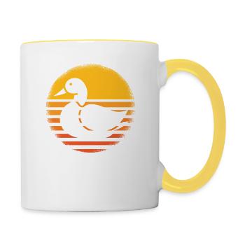 Ente Enten Tier Retro - Tasse zweifarbig - Weiß/Gelb - Rechts