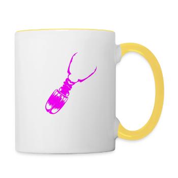 Cerf coléoptère insectes insectes bois animaux de forêt enfant - Mug contrasté - blanc/jaune - Droite