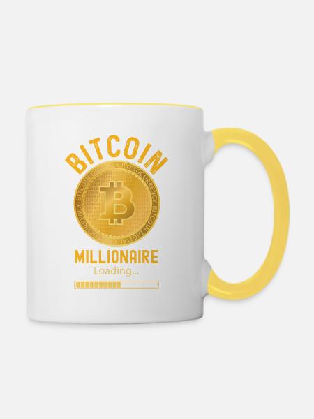 Bitcoin Millionär wird geladen - Tasse zweifarbig - Weiß/Gelb