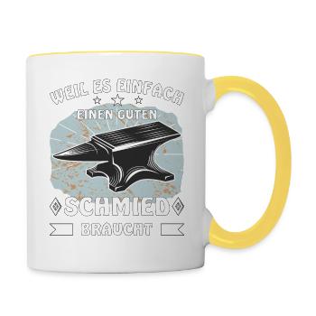 AMBOSS WEIL ES EINFACH EINEN GUTEN SCHMIED BRAUCHT - Tasse zweifarbig - Weiß/Gelb - Rechts