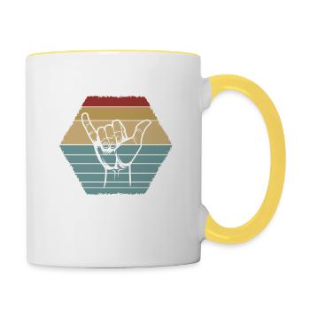 Surf shaka, surf design - Tasse zweifarbig - Weiß/Gelb - Rechts
