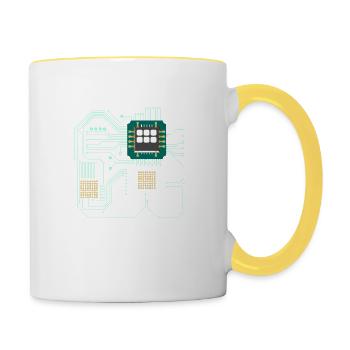 Computer chip, CPU heart - Computer Geek - Tasse zweifarbig - Weiß/Gelb - Rechts