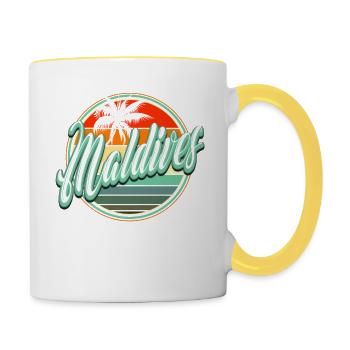 Vacances d’été à la plage - Maldives - Mug contrasté - blanc/jaune - Droite
