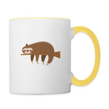 Ich Spüre Das Tier In Mir Es Ist ein Faultier - Tasse zweifarbig - Weiß/Gelb - Rechts