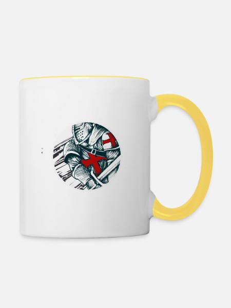 Templerkriegerritter - Tasse zweifarbig - Weiß/Gelb