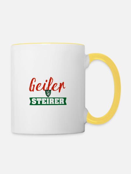 Geil Geiler Steirer - Tasse zweifarbig - Weiß/Gelb