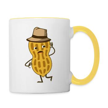 Erdnuss Lustig - Tasse zweifarbig - Weiß/Gelb - Rechts