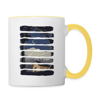 Cabin Life Mountain Camping Vacation Nature - Contrasting Mug - white/yellow - Right