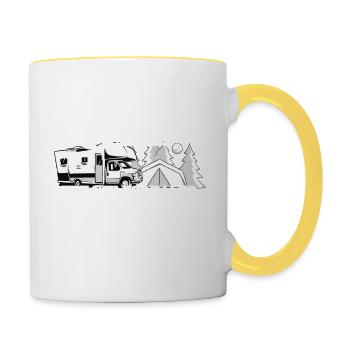 Camping Opa wie ein normaler Opa cooler Geschenk - Tasse zweifarbig - Weiß/Gelb - Rechts
