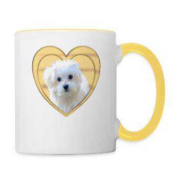 Maltese - Maltese Dog - Heart - Contrasting Mug - white/yellow - Right