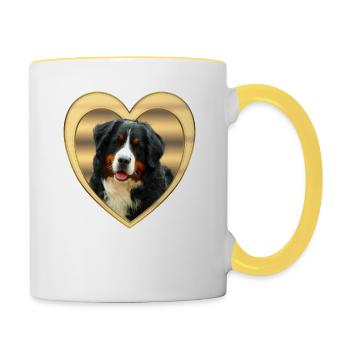 Berner Sennenhund - Berner Sennenhund Hund - Herz - Contrasting Mug - white/yellow - Right