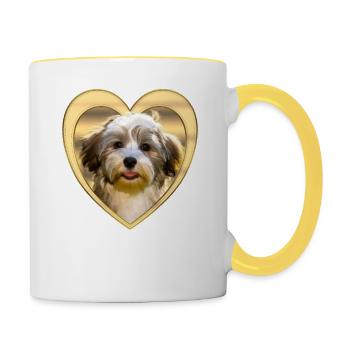 Havaneser - Havaneser Hund - Herz - Tasse zweifarbig - Weiß/Gelb - Rechts