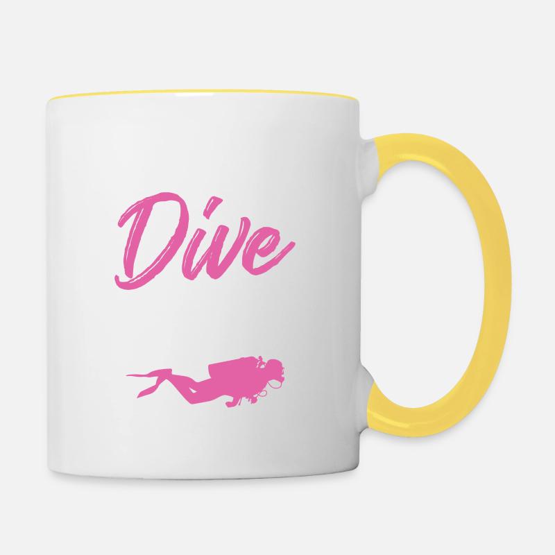 plongée plonger - Mug contrasté - blanc/jaune