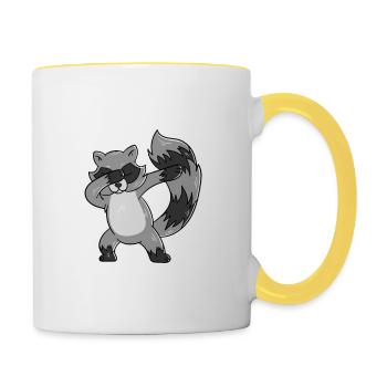 Dabbing Waschbär Dab-Move Waschbär - Tasse zweifarbig - Weiß/Gelb - Rechts