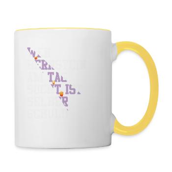 Bernstein Strand Urlaub Lampe Ostsee Geschenkidee - Tasse zweifarbig - Weiß/Gelb - Rechts