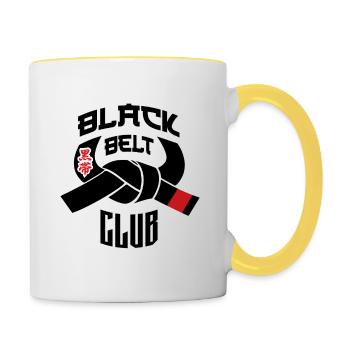 KARATE GIFT MARTIAL ARTS IDEA: Black belt Club - Contrasting Mug - white/yellow - Right