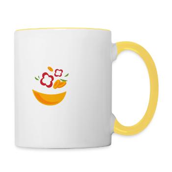 In meiner Küche habe ich das sagen lustiges Köchin - Tasse zweifarbig - Weiß/Gelb - Rechts