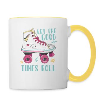 Rollschuhe Laufen Roller Skates - Tasse zweifarbig - Weiß/Gelb - Rechts
