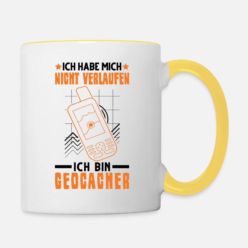 Geocache Geocaching GPS-Tracker Geschenk - Tasse zweifarbig - Weiß/Gelb