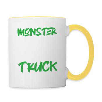 Monstertruck cool - Tasse zweifarbig - Weiß/Gelb - Rechts