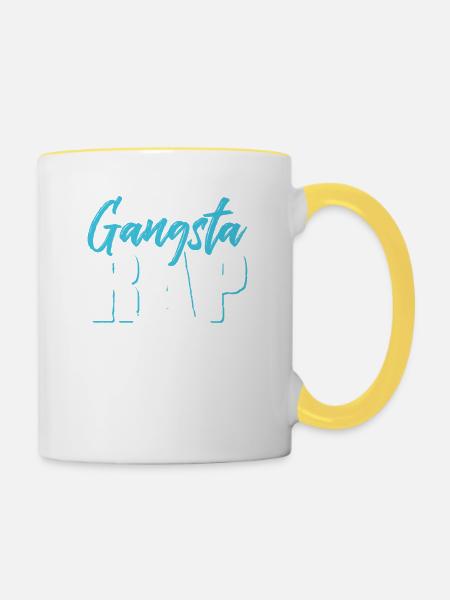 Gangsta Rap - Tasse zweifarbig - Weiß/Gelb