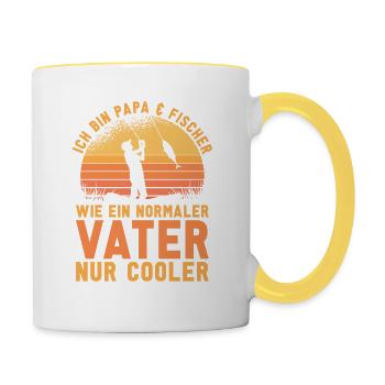 Angler Angeln Fischer Fischen - Tasse zweifarbig - Weiß/Gelb - Rechts