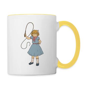 Whip Girl - Clementine - Punk Goth Horror Fan - Tasse zweifarbig - Weiß/Gelb - Rechts