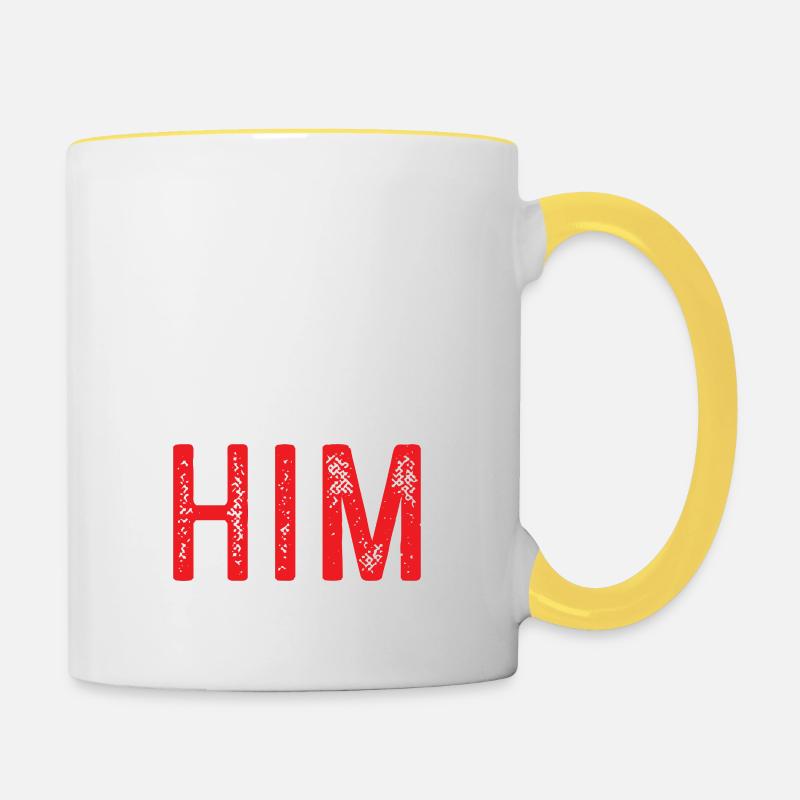 Avec lui couples - Mug contrasté - blanc/jaune