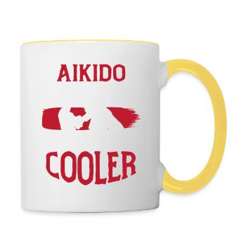 cool aikido papa - Contrasting Mug - white/yellow - Right