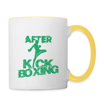 kickboxen sport - Tasse zweifarbig - Weiß/Gelb - Rechts