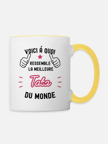 voici la meilleure tata du monde - Mug contrasté - blanc/jaune