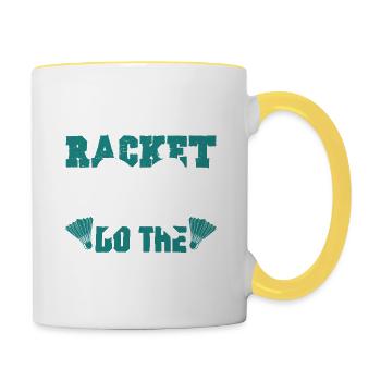 badminton federball - Tasse zweifarbig - Weiß/Gelb - Rechts