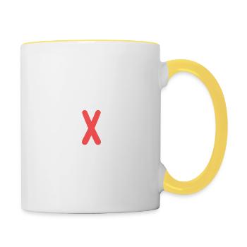 Bei schlechter Laune bitte auf Couch Hund hier - Tasse zweifarbig - Weiß/Gelb - Rechts