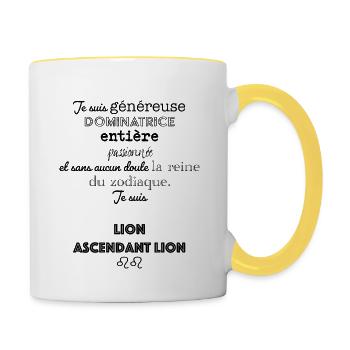 Je suis lion - ajoute ton prénom - Mug contrasté - blanc/jaune - Droite
