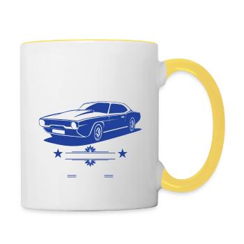 Classic Iron Muscle Vintage Car Design - Tasse zweifarbig - Weiß/Gelb - Rechts